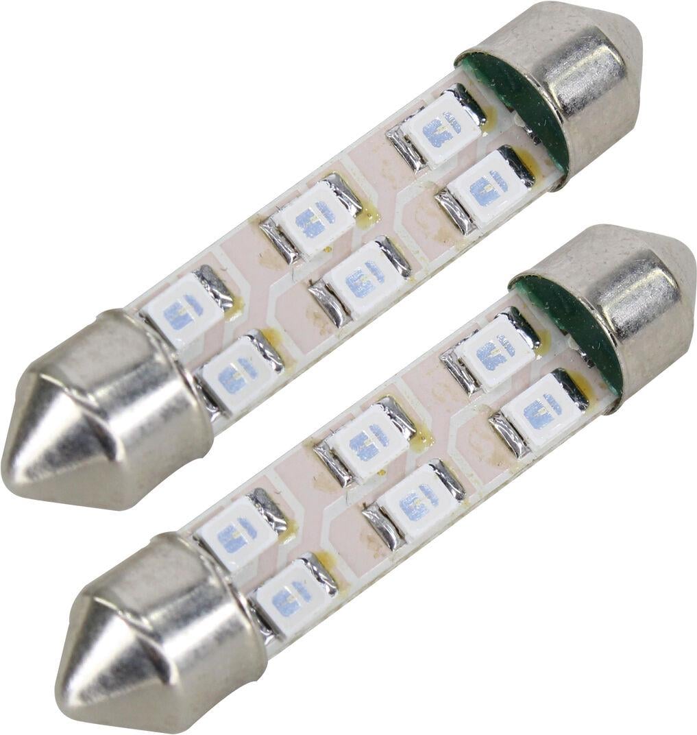 Лампочка 2-х цокольная Futura LED T11 C8W SMD 6-диодов 24V-0,7 Вт SV8,5-8 41 мм 2 шт. Зеленый