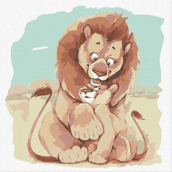 Картина за номерами Ідейка Левеня та мама 30х30 см у термопакеті (KHO4239)