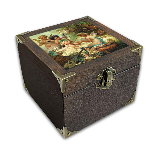 Скриня дерев'яна-еко Прованс Ангелочки 10х10 см Коричневий (пршк07кп10х10)