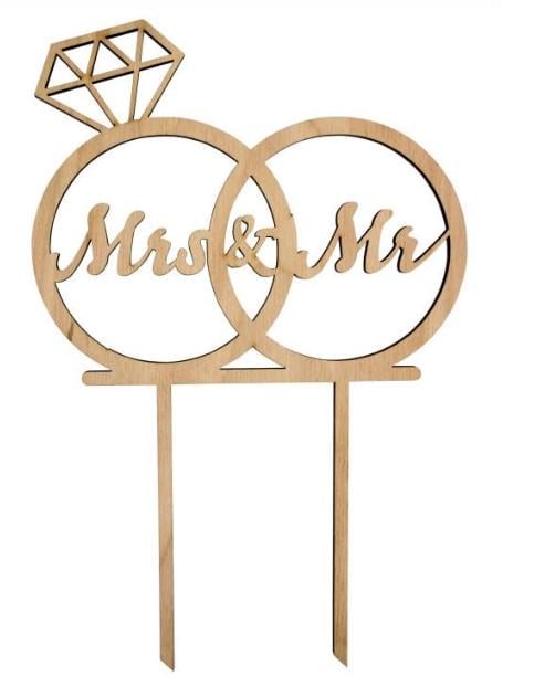 Заготовка для декупажа ROSA TALENT Топер на торт Mrs&Mr 14х21 см