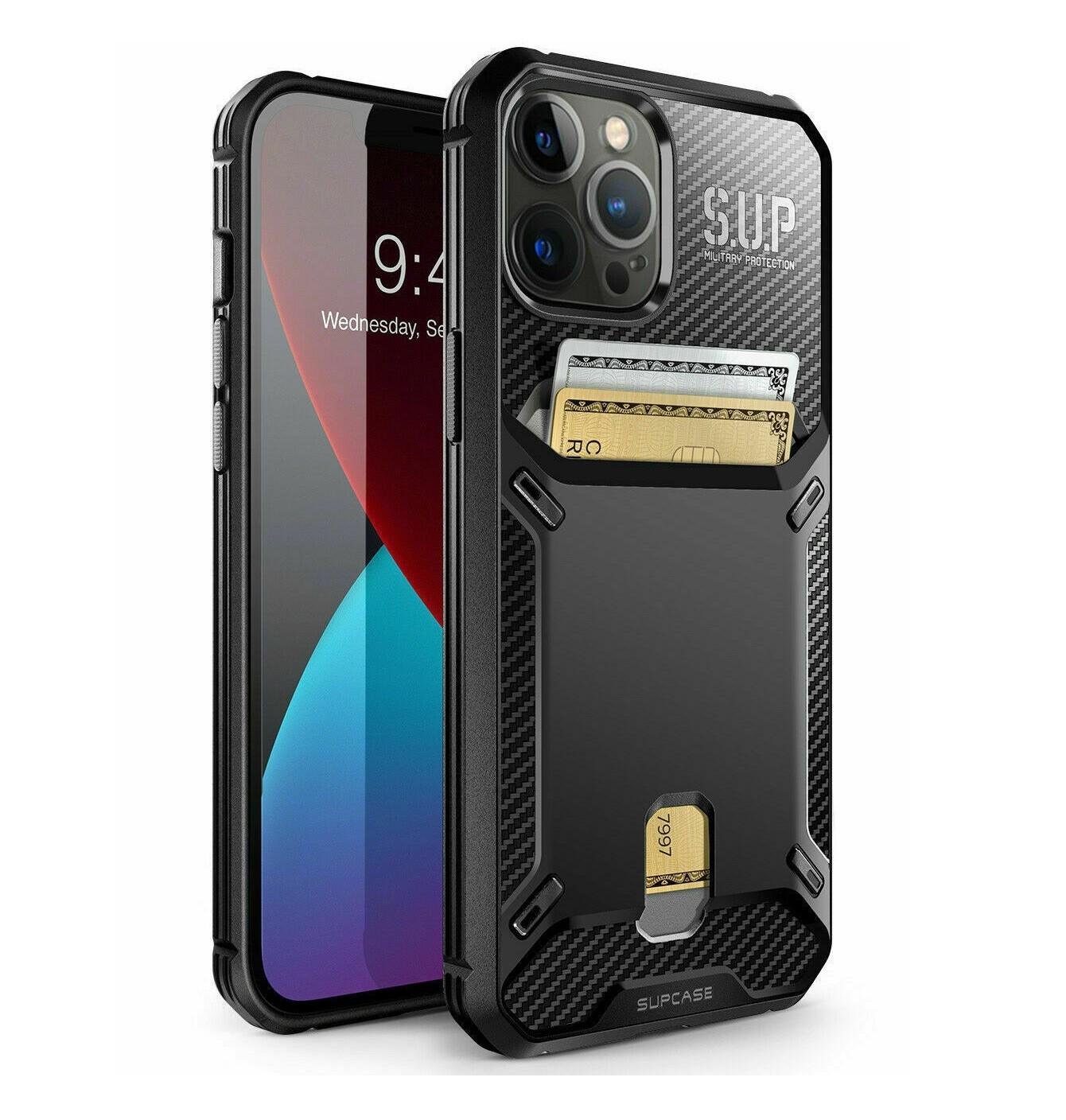 Противоударный чехол с отделением для карт Supcase Vault для Iphone 12 Pro Max (6.7") Black