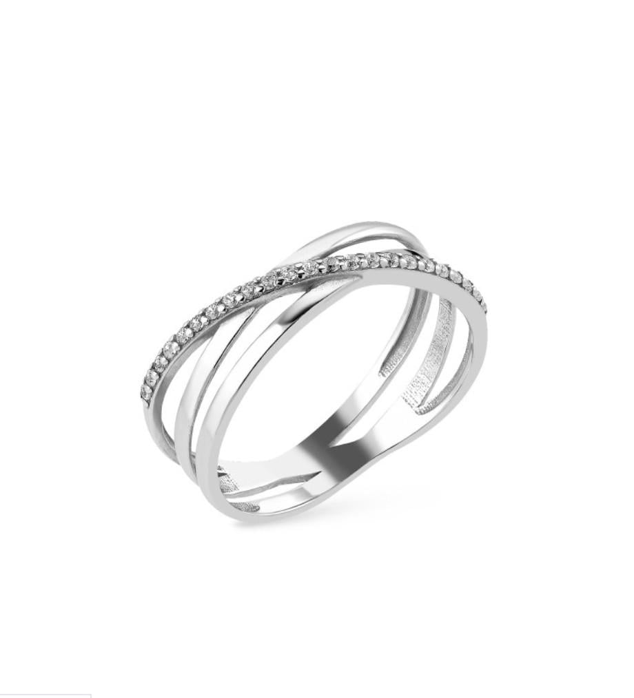 Кольцо серебряное Дорожка с белыми камнями р. 18 925 пробы 1,47 г (1522)