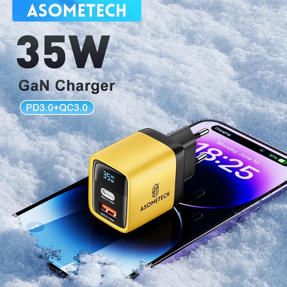 Зарядное устройство для Asometech 35w GAN PD USB-C/USB-A с дисплеем (25397362) - фото 11