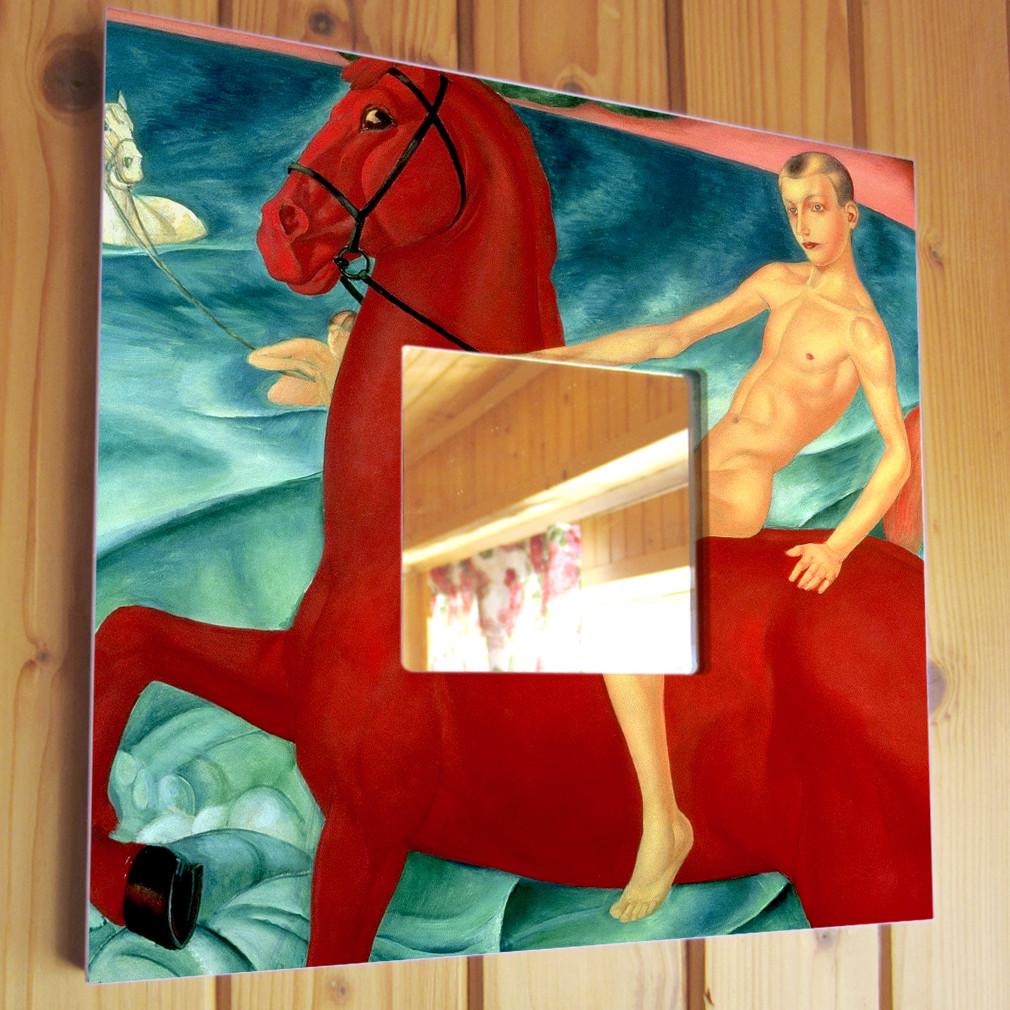 Зеркало декоративное Кузьма Петров-Водкин Купание красной лошади 260х260 мм (M04167)