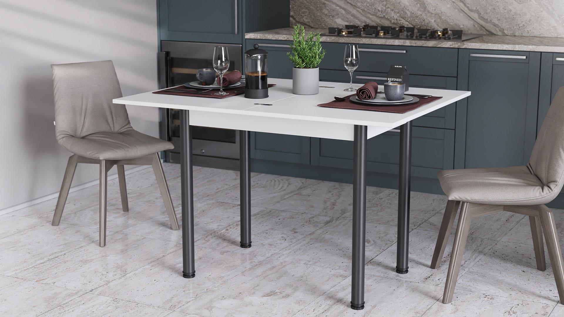 Обеденный стол-трансформер Ferrum-decor Берта металл/ДСП 16 мм 750x1200x900 мм Черный/Белый (FRD-105171) - фото 8 Обеденный стол-трансформер Ferrum-decor Берта металл/ДСП 16 мм 750x1200x900 мм Черный/Белый (FRD-105171) - фото 8