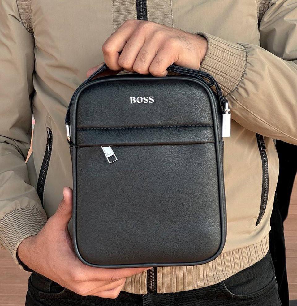 Сумка мужская брендовая BOSS экокожа Черный (0122-2 PTR) - фото 4 Сумка мужская брендовая BOSS экокожа Черный (0122-2 PTR) - фото 4