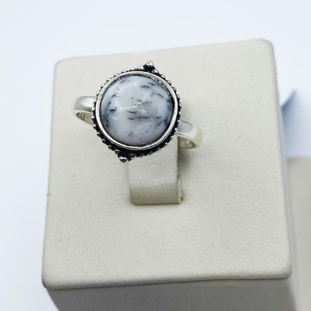 Кольцо серебряное с моховым агатом р. 19 3,16 г (2036505016)