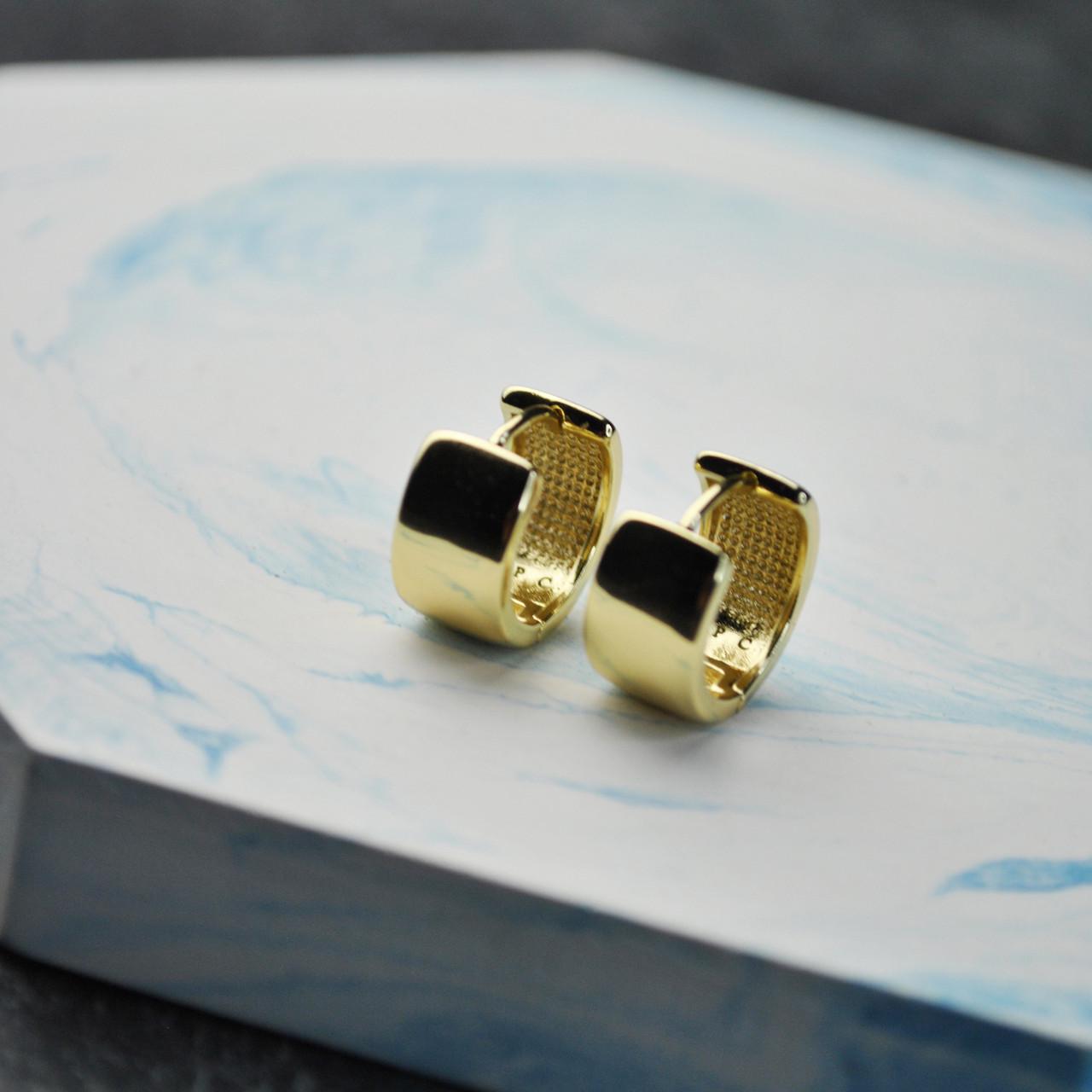 Серьги кольца широкие медицинская сталь позолота 7 мм (x119-3)