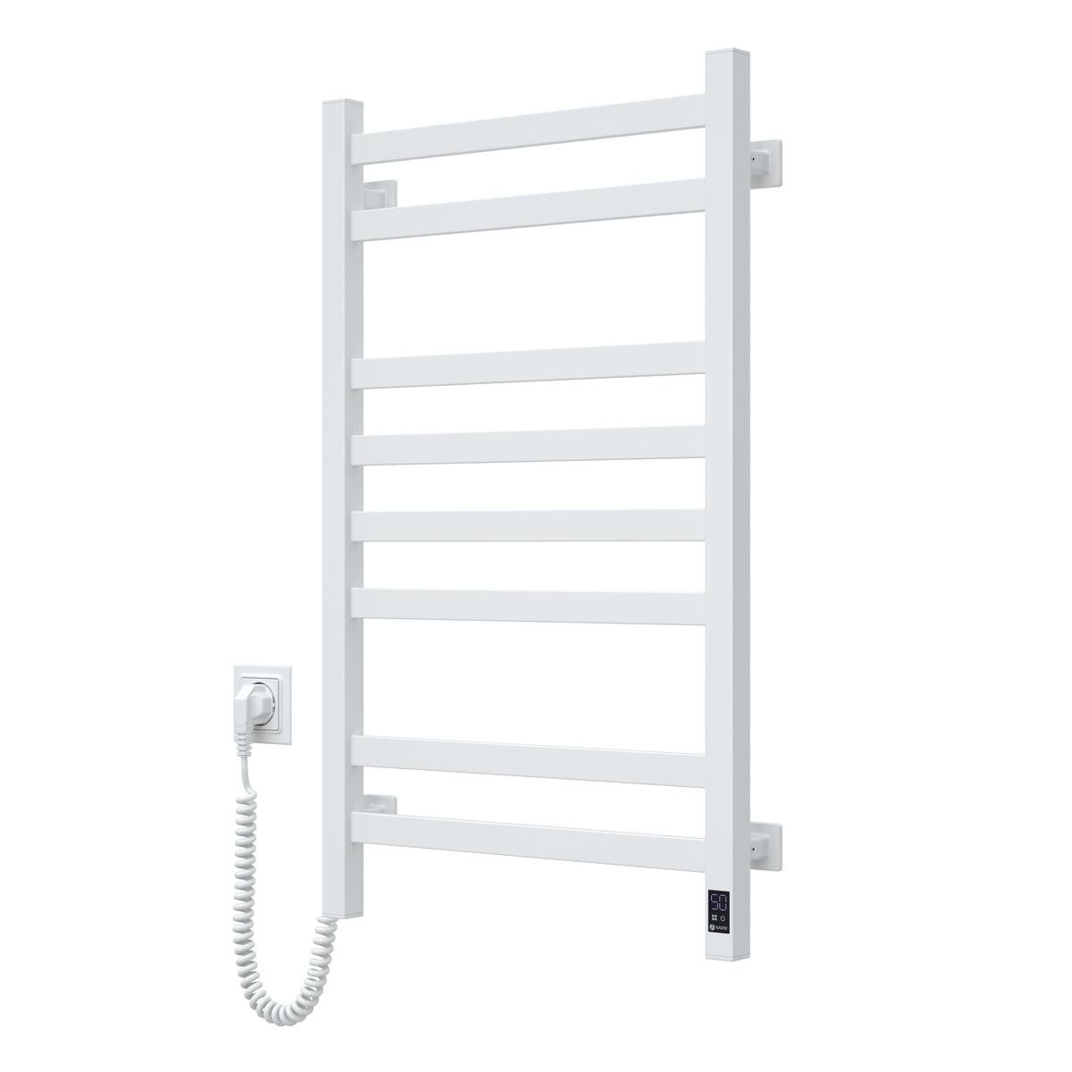 Полотенцесушитель электрический из углеродистой стали NAVIN Авангард Sensor с таймером шнур слева 480х800 мм Белый