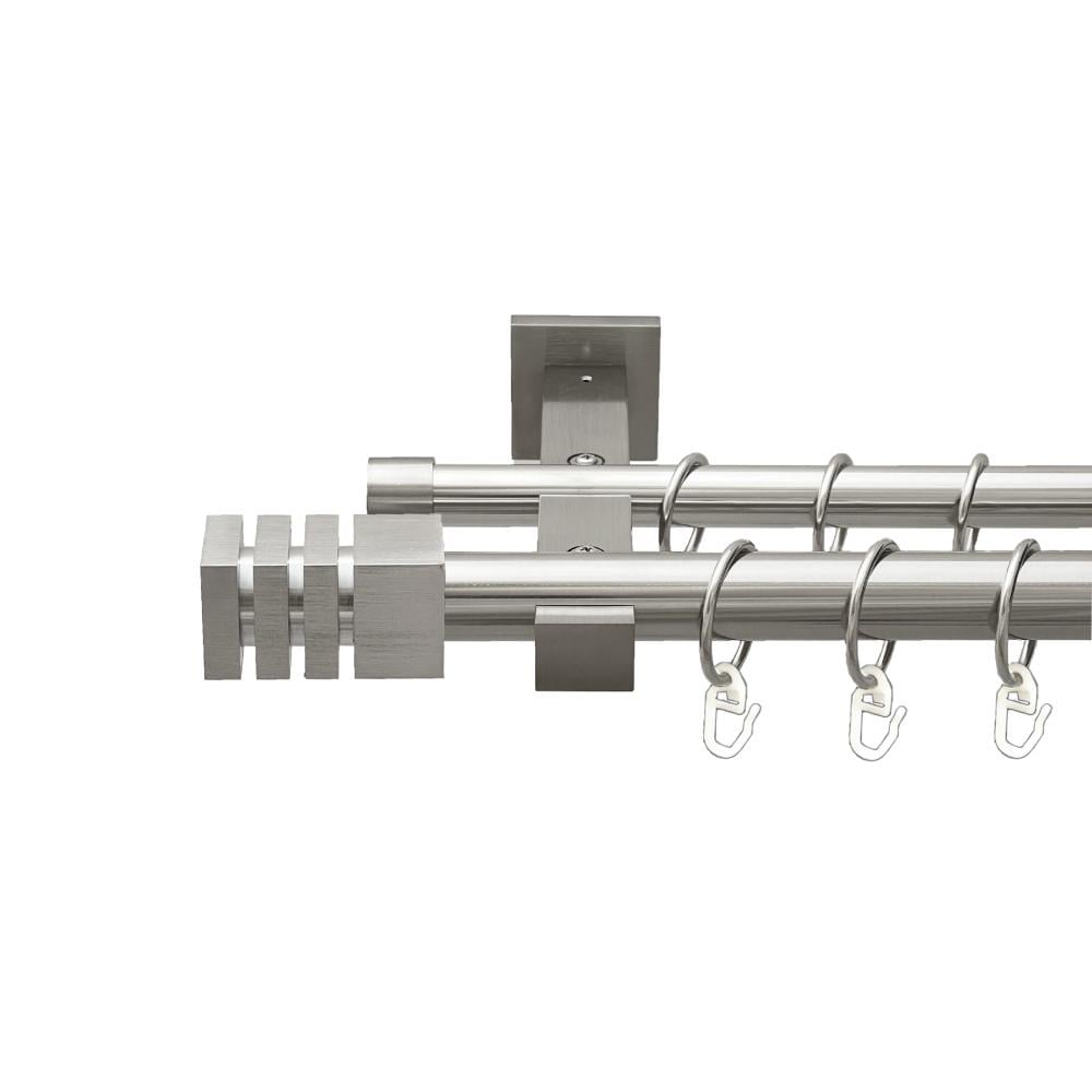 Карниз металевий Orvit Акорда дворядний техно/гладка труба/кільце металеве Нержавіюча Сталь 25/19 мм 200 см (00-00026522)