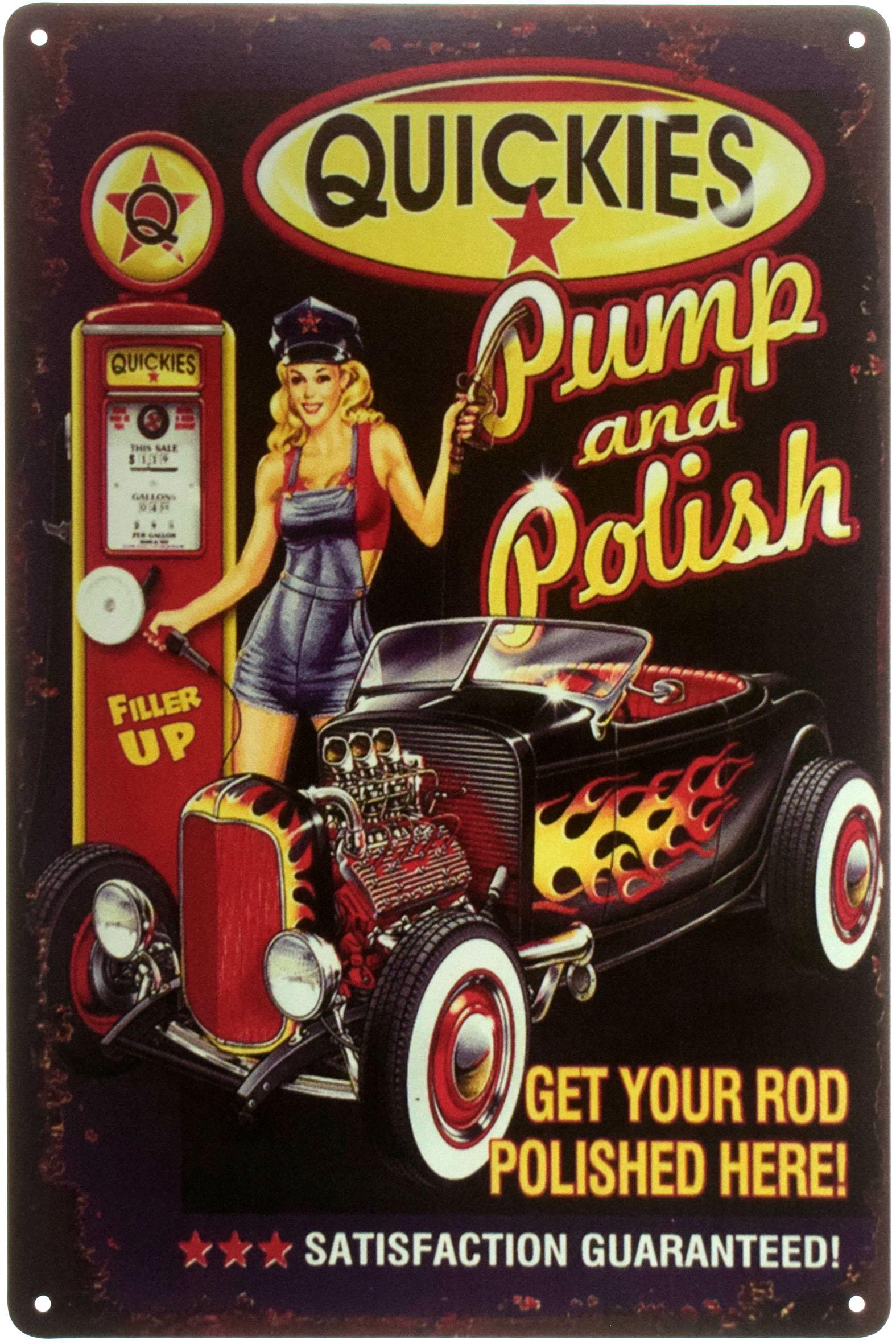 Табличка металлическая Удовлетворение Гарантировано/Quickes Pin Up 20x30 см