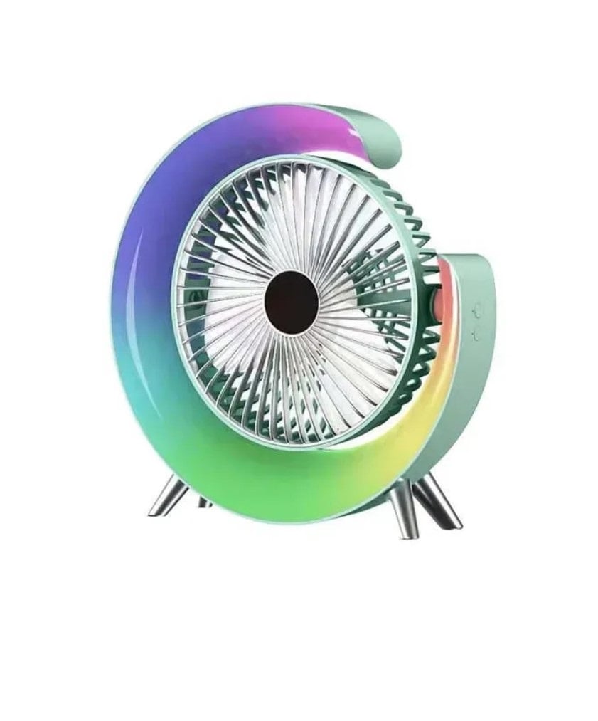 Вентилятор-ночник аккумуляторный с цветной подсветкой Colorful Desktop Fan F13 USB Мятный (26846242)
