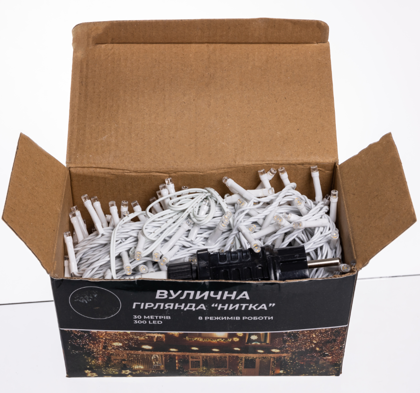 Гирлянда нить уличная 300 LED 30 м от сети белая нить Желтый - фото 5 Гирлянда нить уличная 300 LED 30 м от сети белая нить Желтый - фото 5