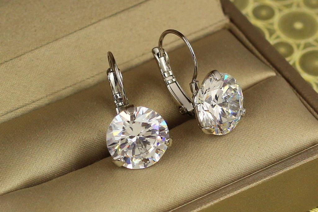 Серьги Xuping Jewelry акапелла с камнем 2,1 см Серебристый (2575397431)