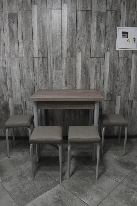 Кухонний комплект Оскар стіл розкладний/табурети 4 шт. Tutti Lux 60x80/80x120х75 см Трюфель/Сірий (28374871)