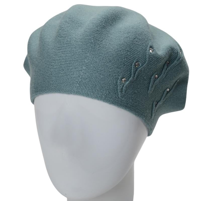 Берет женский двойной Novita ФЛОРИНА вискозный универсальный Фисташковый (295513)