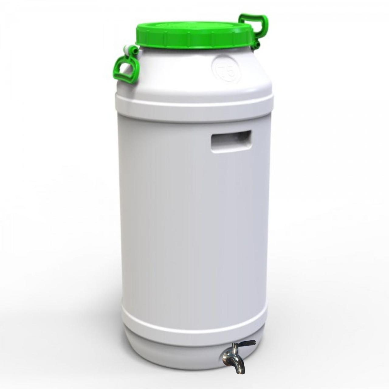 Бидон пищевой Евро Пласт с нержавеющим краном AISI 304 зеленая крышка 75 л (172423) - фото 1 Бидон пищевой Евро Пласт с нержавеющим краном AISI 304 зеленая крышка 75 л (172423) - фото 1