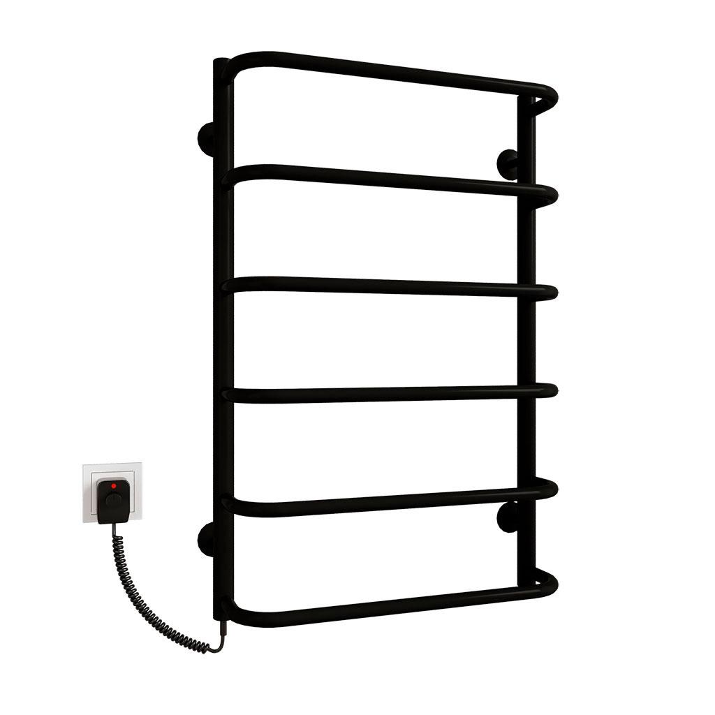 Полотенцесушитель электрический Deffi Стандарт П6 EF16 левое подключение нержавеющая сталь 500х800 мм Черный (C.SS.80.50.6.E.B.L.5)