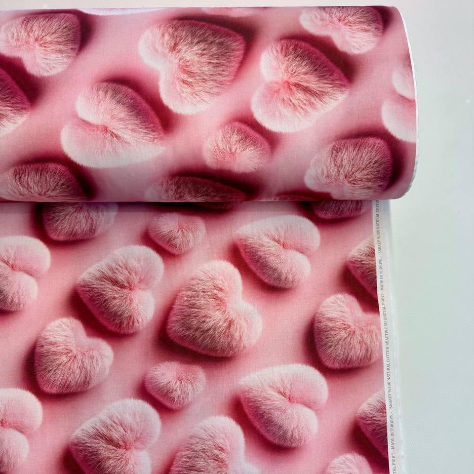 Ткань для постельного белья ранфорс сердечки 240 см Розовый (SRBST-100006)