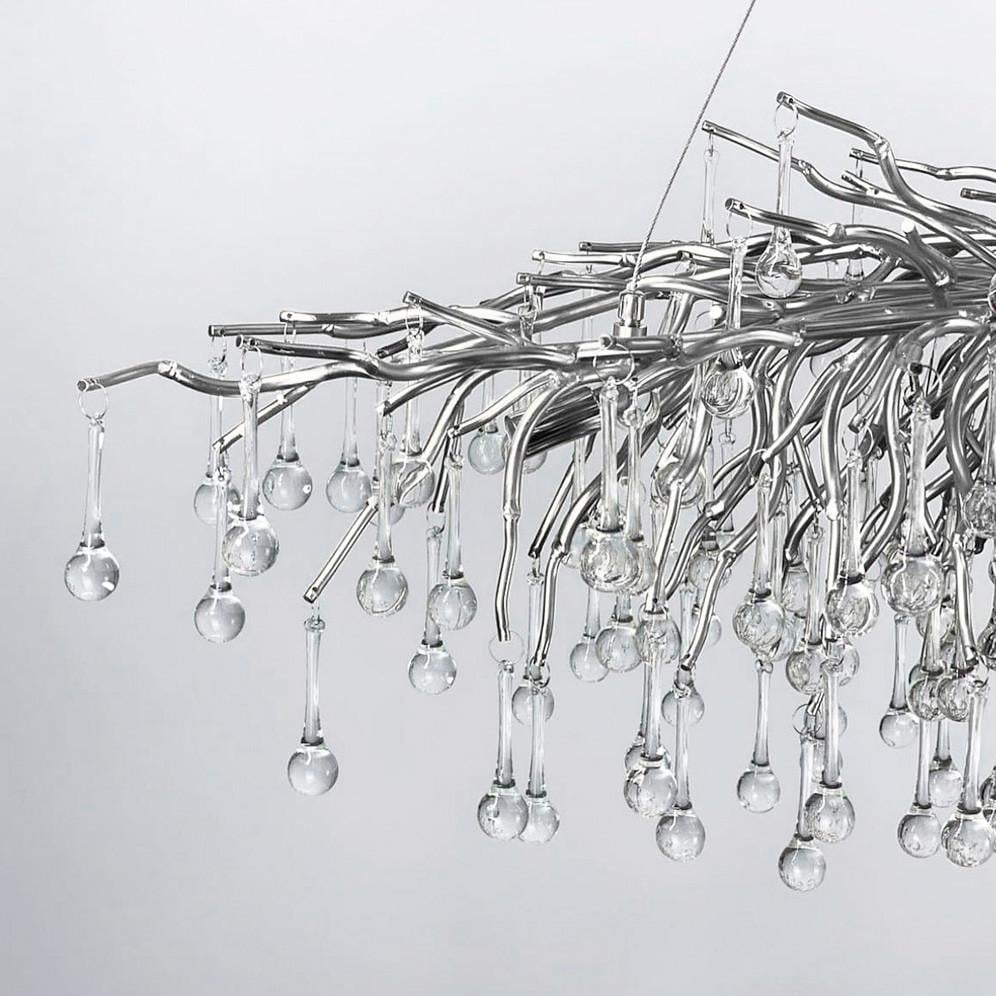 Люстра видовжена із кришталевими крапельками 100х50 см (704L CH/CL) - фото 4