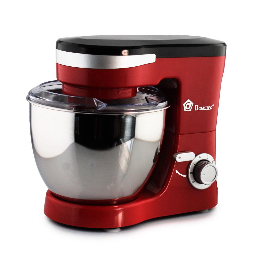 Миксер-тестомес планетарный Domotec MS-1368 6 скоростей 3 насадки металлическая чаша 4 л Красный