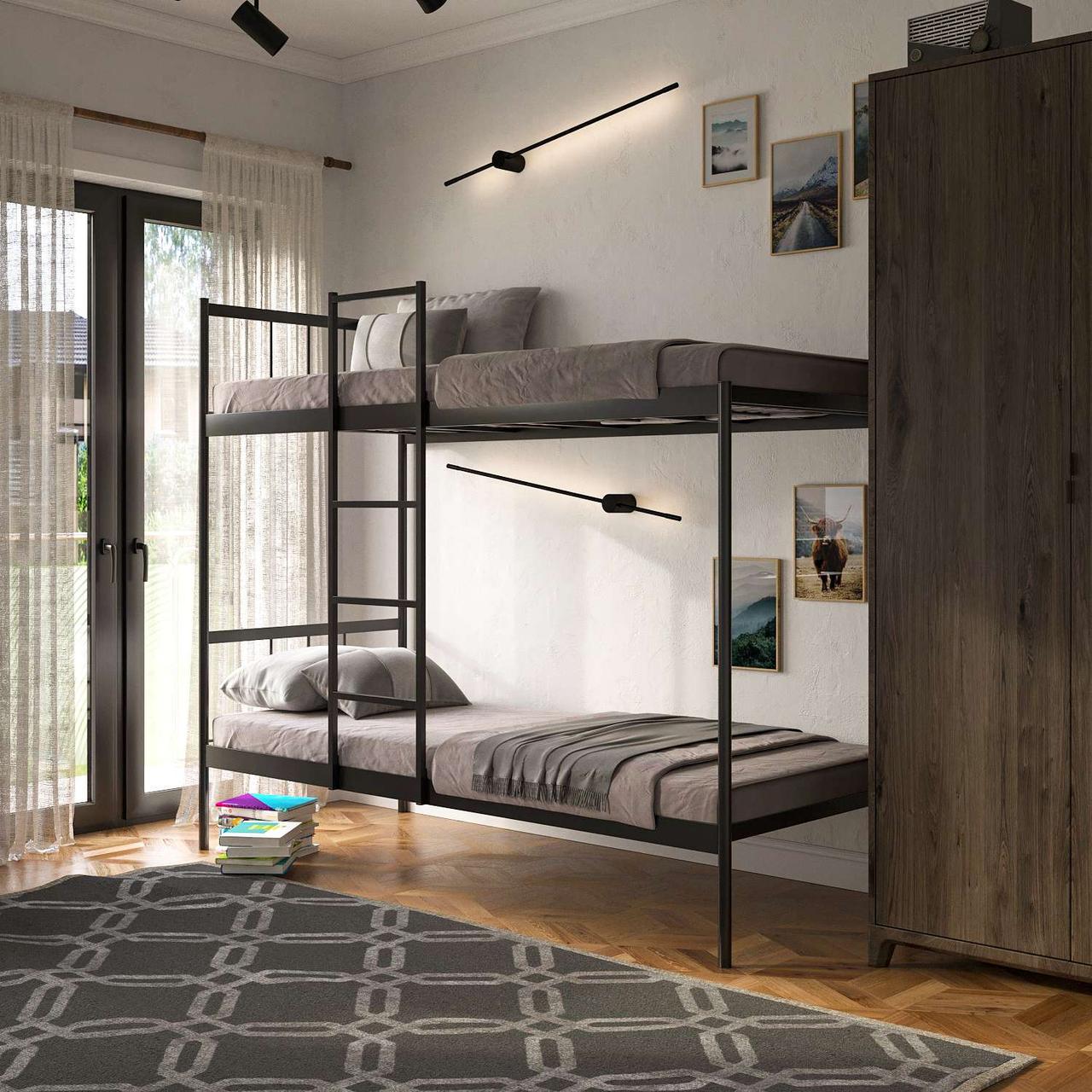 Ліжко двоярусне BASIS DUO-1 металеве з драбиною 2000x800 мм (7700902)