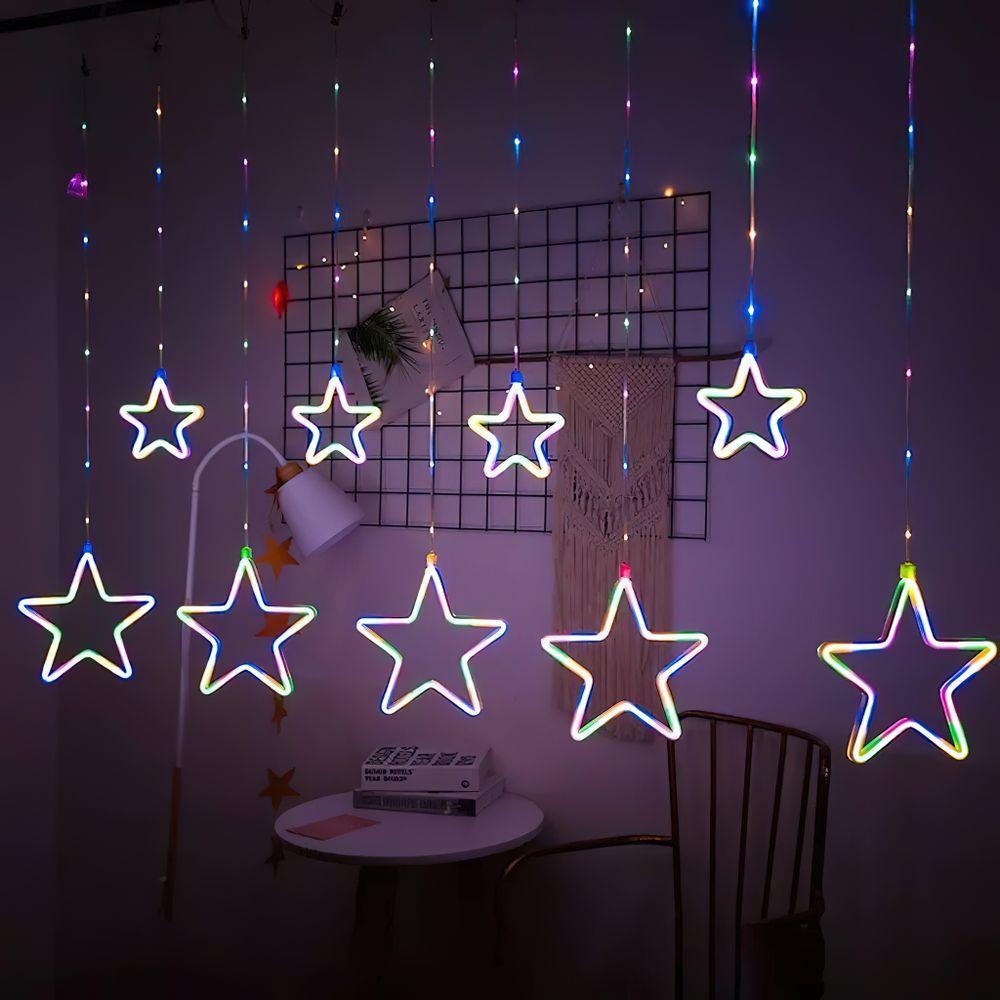 Светодиодная уличная гирлянда "Звезды" 2,5х0,8 м 138 LED с неоновыми фигурками Мульти