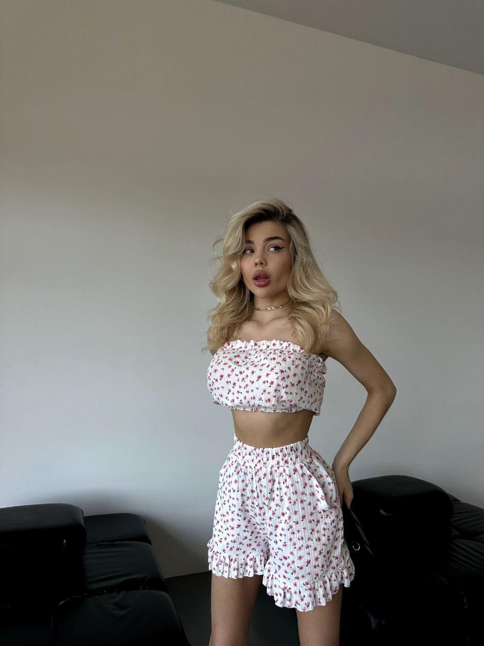 Костюм женский муслин р. 42-46 Бело-красный (ПВ23-7166/Д) - фото 14 Костюм женский муслин р. 42-46 Бело-красный (ПВ23-7166/Д) - фото 14