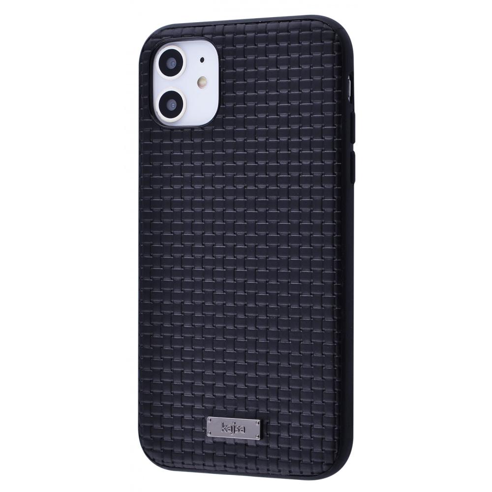 Чохол Kajsa Weaving Pattern Series (Genuine Leather) iPhone 11 black Чорний
