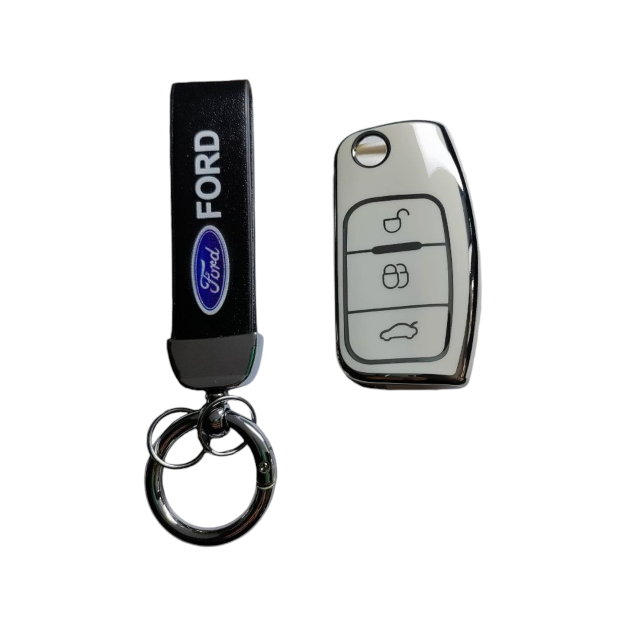 Чехол для ключа Ford с брелоком с серебряным ободком (2365802279)