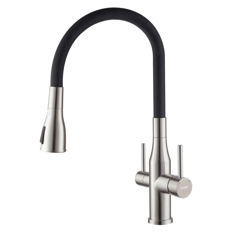 Смеситель для кухни KOER KI-72024-02 из нержавеющей стали с выходом для питьевой воды (OL-KR5011)
