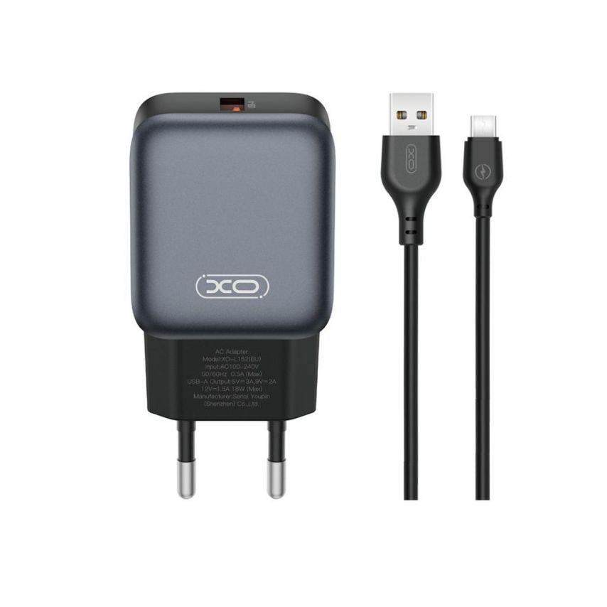 Адаптер Xo L152 QC_18 W/USB to Type-C Black
