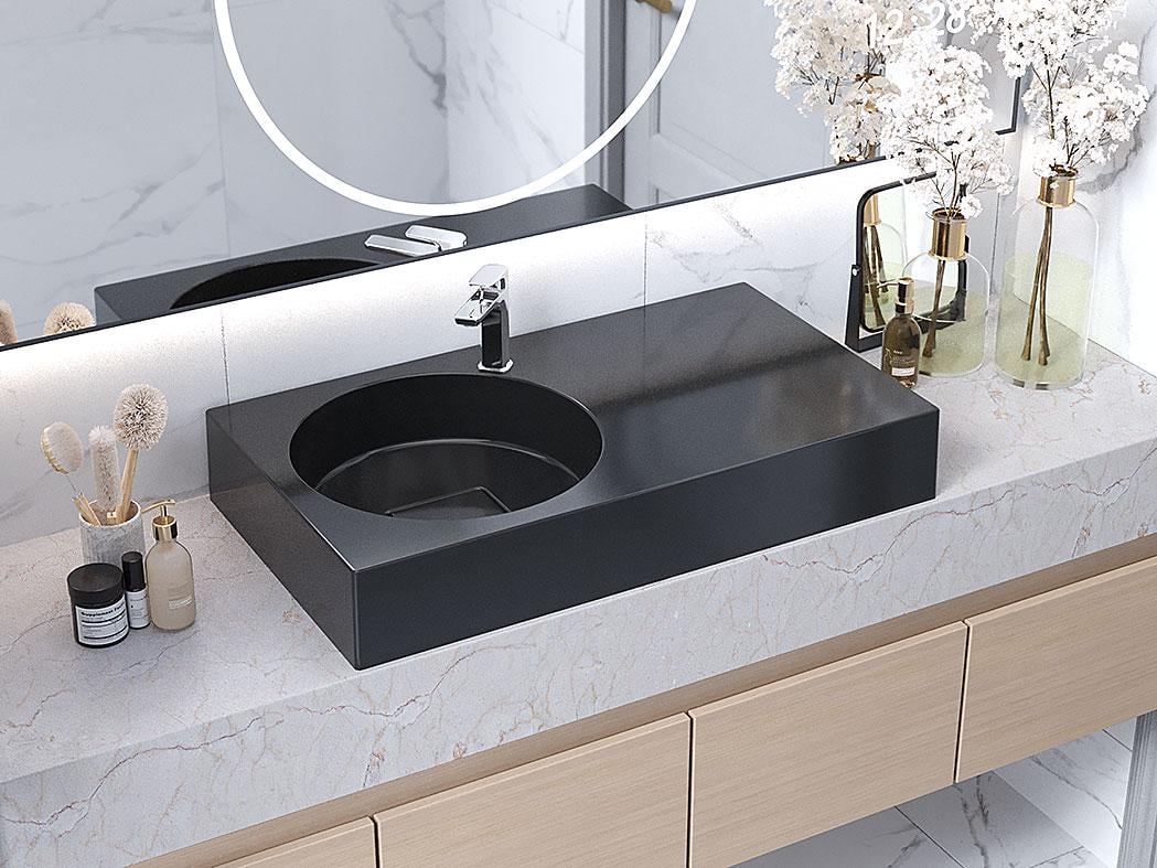 Умивальник накладний Status Fency 80 R Black (712)