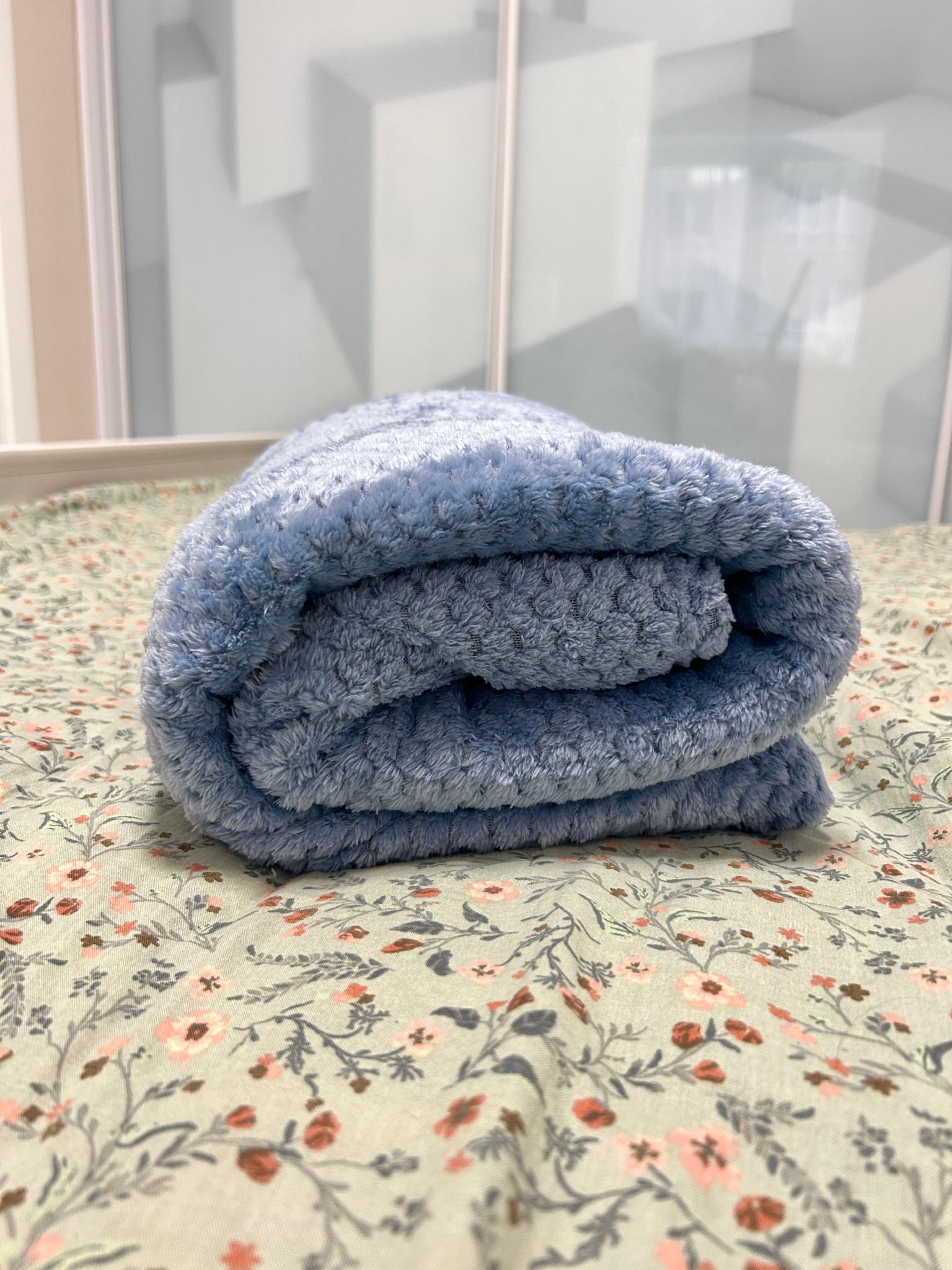 Плед бамбуковый Однотонное наслаждение 145х210 см Голубой (B-7120/2) - фото 4