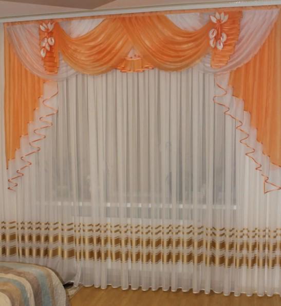 Ламбрекен шифон 3 м Персиковый (158)