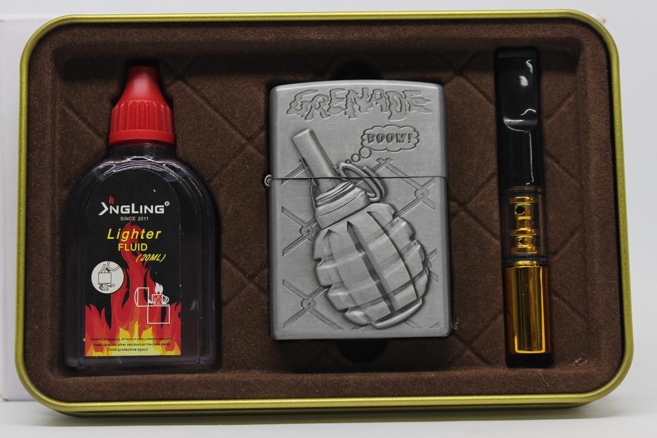 Набор с бензиновой зажигалкой ZIPPO в железном футляре Граната 016 Gold (2729770047) Набор с бензиновой зажигалкой ZIPPO в железном футляре Граната 016 Gold (2729770047)