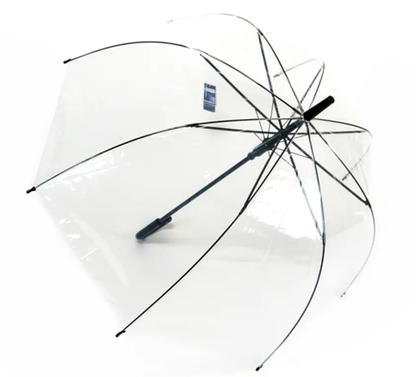 Парасолька тростина 8 спиць чорна ручка Прозорий
