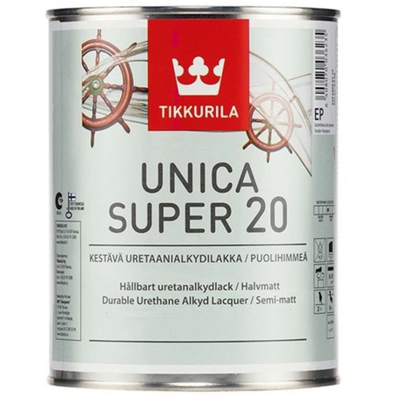 Лак полуматовый TIKKURILA Unica Super 20 База ЕР прозрачная под тонировку 2,7 л (1697081780)