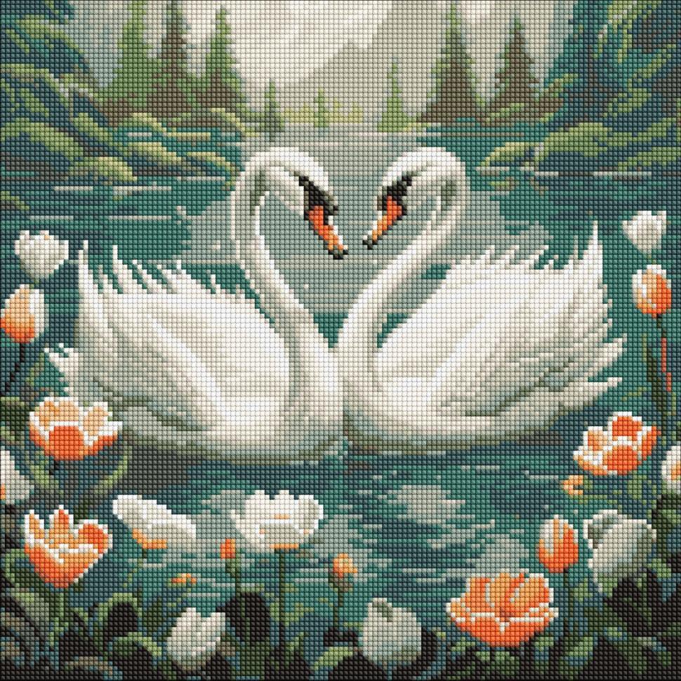 Алмазная мозаика Ideyka Лебединая верность 40x40 см (AMO7964)