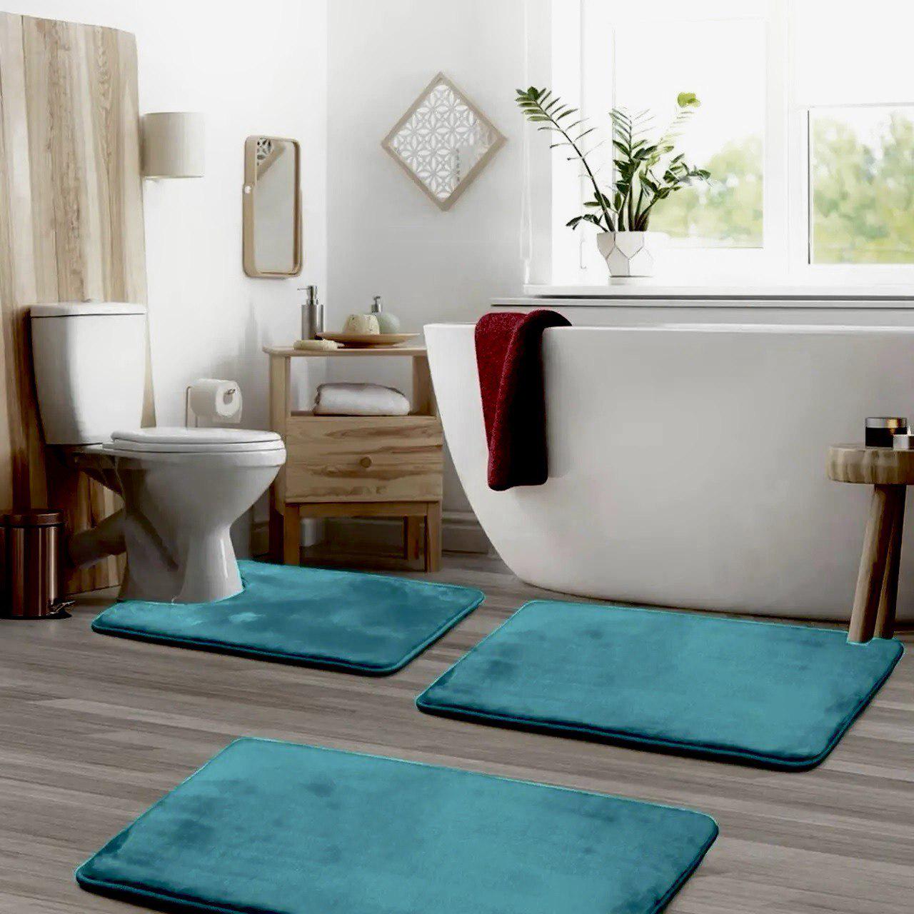 Набор ковриков в ванную и туалет Smooth Premium Memory Foam 3в1 80х50/60х40/60х50 см Зеленый (NKMaxSmooth0007) - фото 7