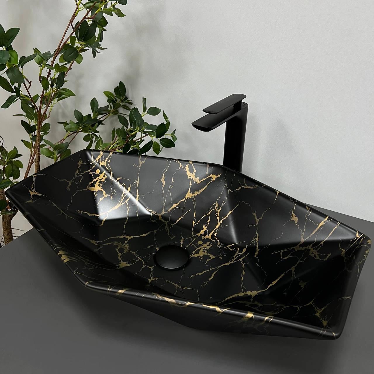 Умывальник накладной VBI VENEZIA S Marble Black Matt (2808389591)