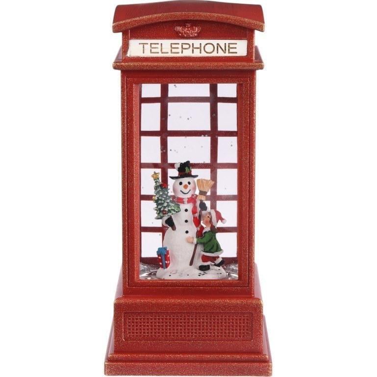Ночник новогодний XMAS Телефонная будка подсветка/снегопад/7 рождественских мелодий 20 см (MX-00009617)