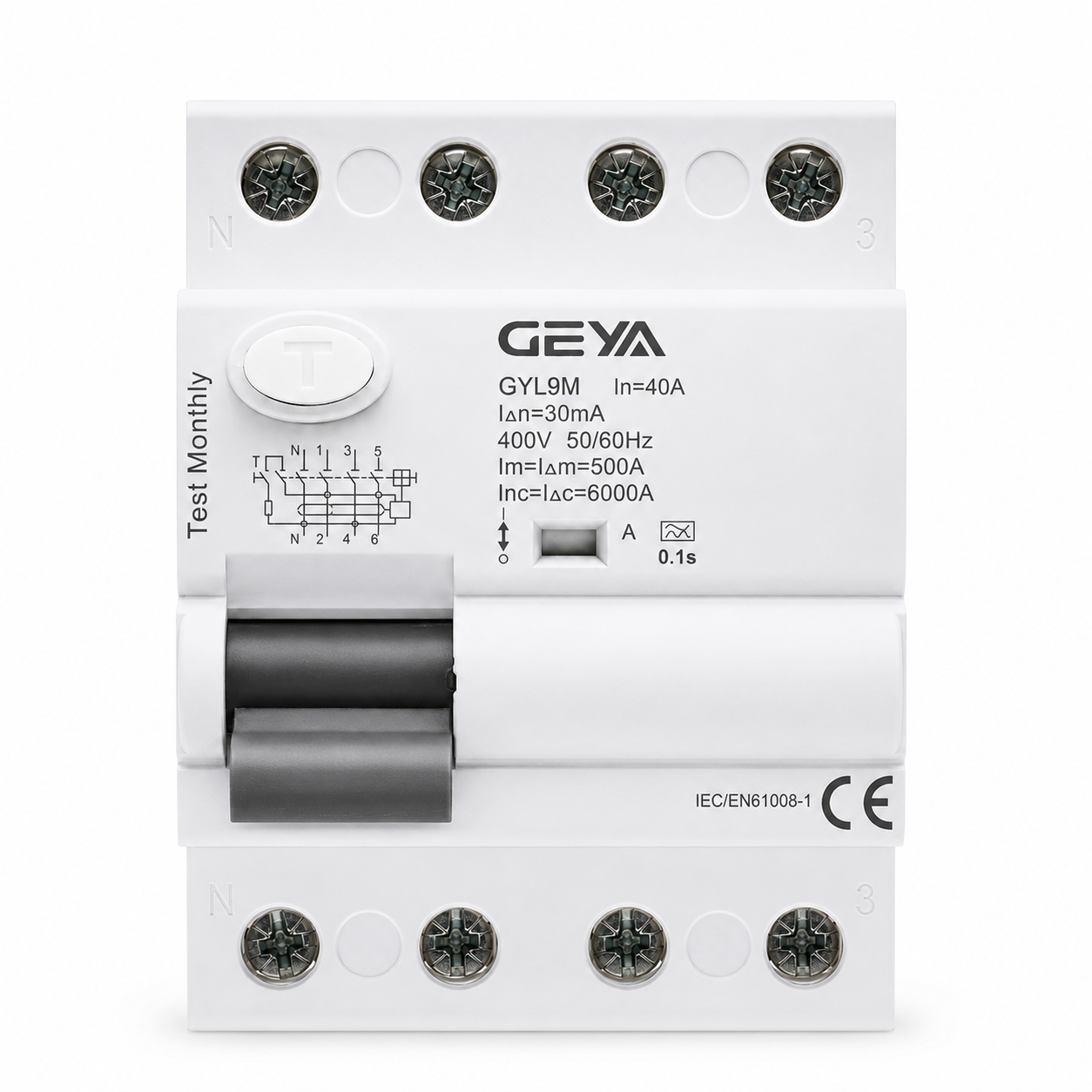 УЗО Geya GYL9M 40 А 30 мА 3P+N тип A электромагнитное 6 кА
