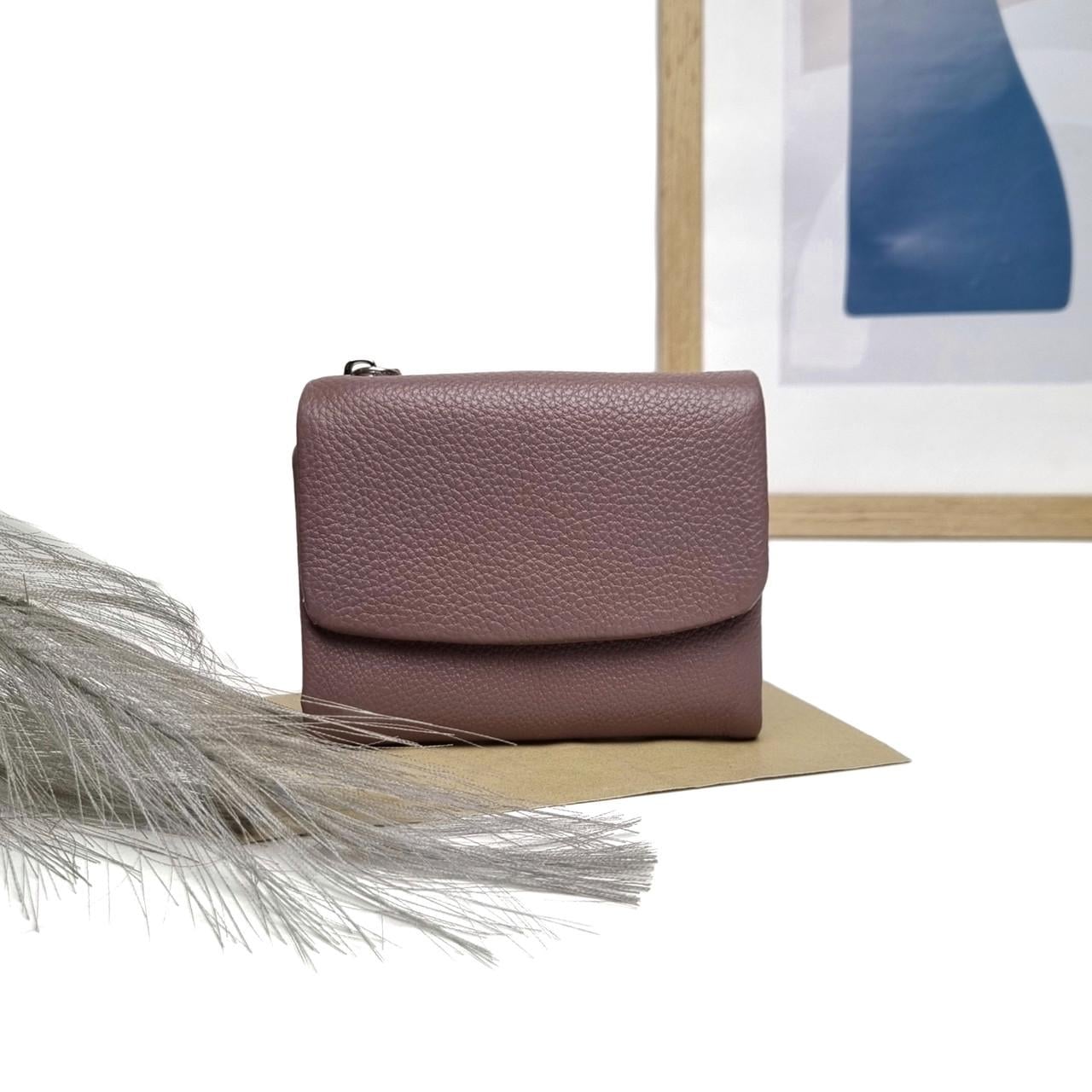 Гаманець м'який Genuine LEATHER шкіряний Пудровий (5055 tarocolor)