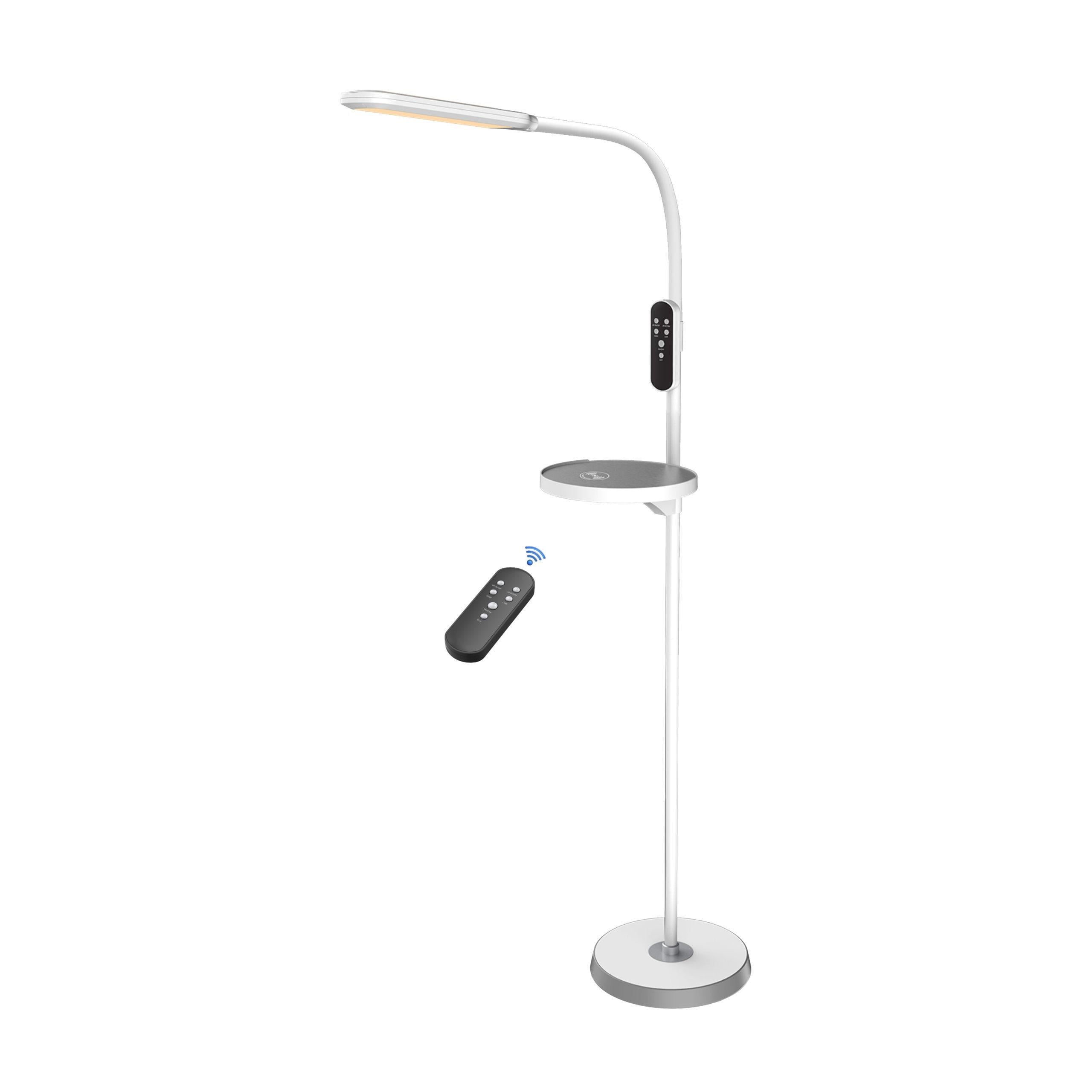 Торшер HOROZ ELECTRIC NORMAN-C LED 15W 3000-4500-6000K 1000Lm підставка з бездротовою зарядкою 220-240V 1,46 м Білий (00000043576)