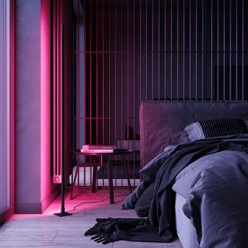 Лампа-торшер Square Middle id000003 напольный от телефона с RGB цветным светом 100 см Черный - фото 9