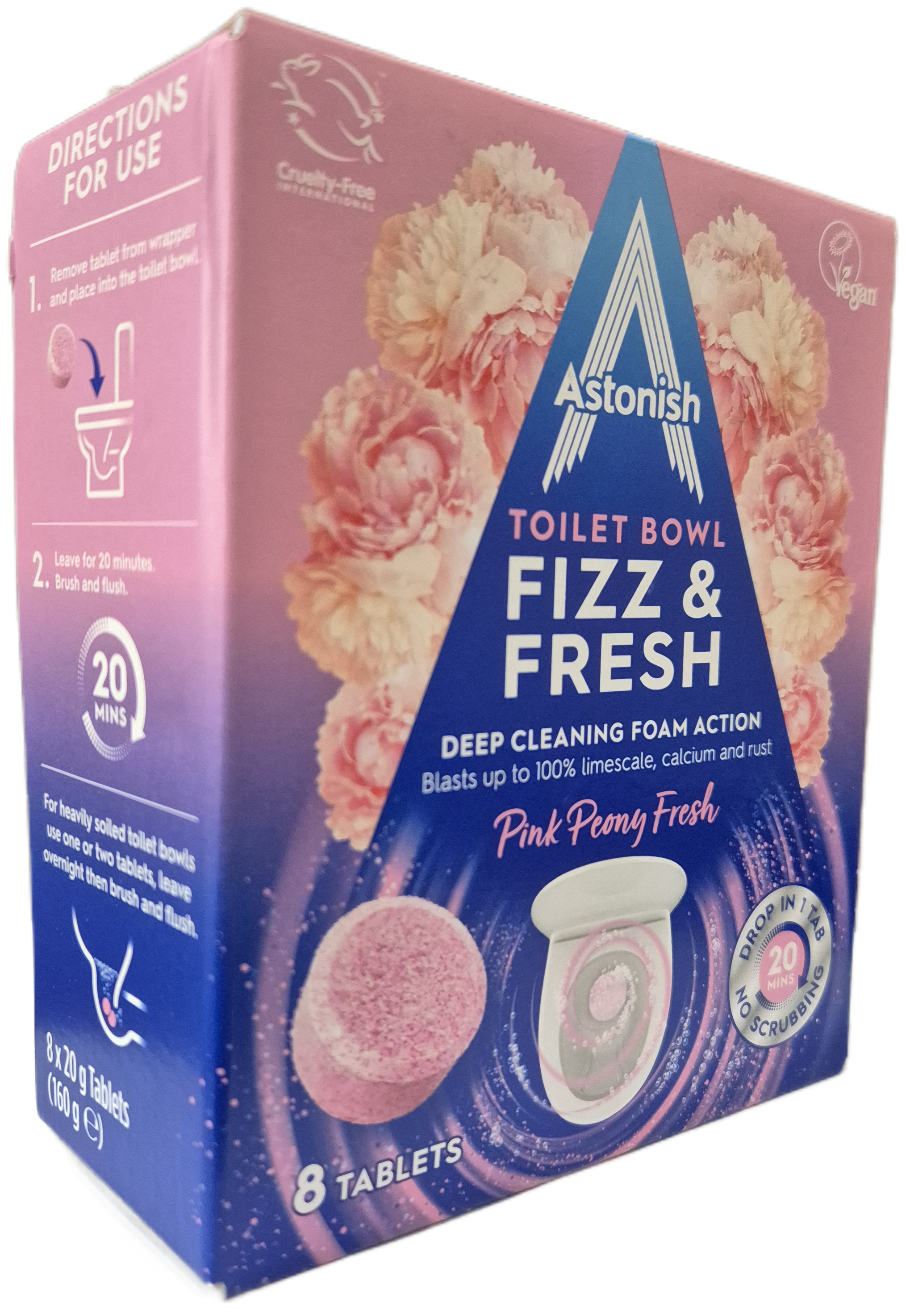 Таблетки для чистки унитаза Astonish Fizz&Fresh с ароматом пиона 8 шт. (31960802)