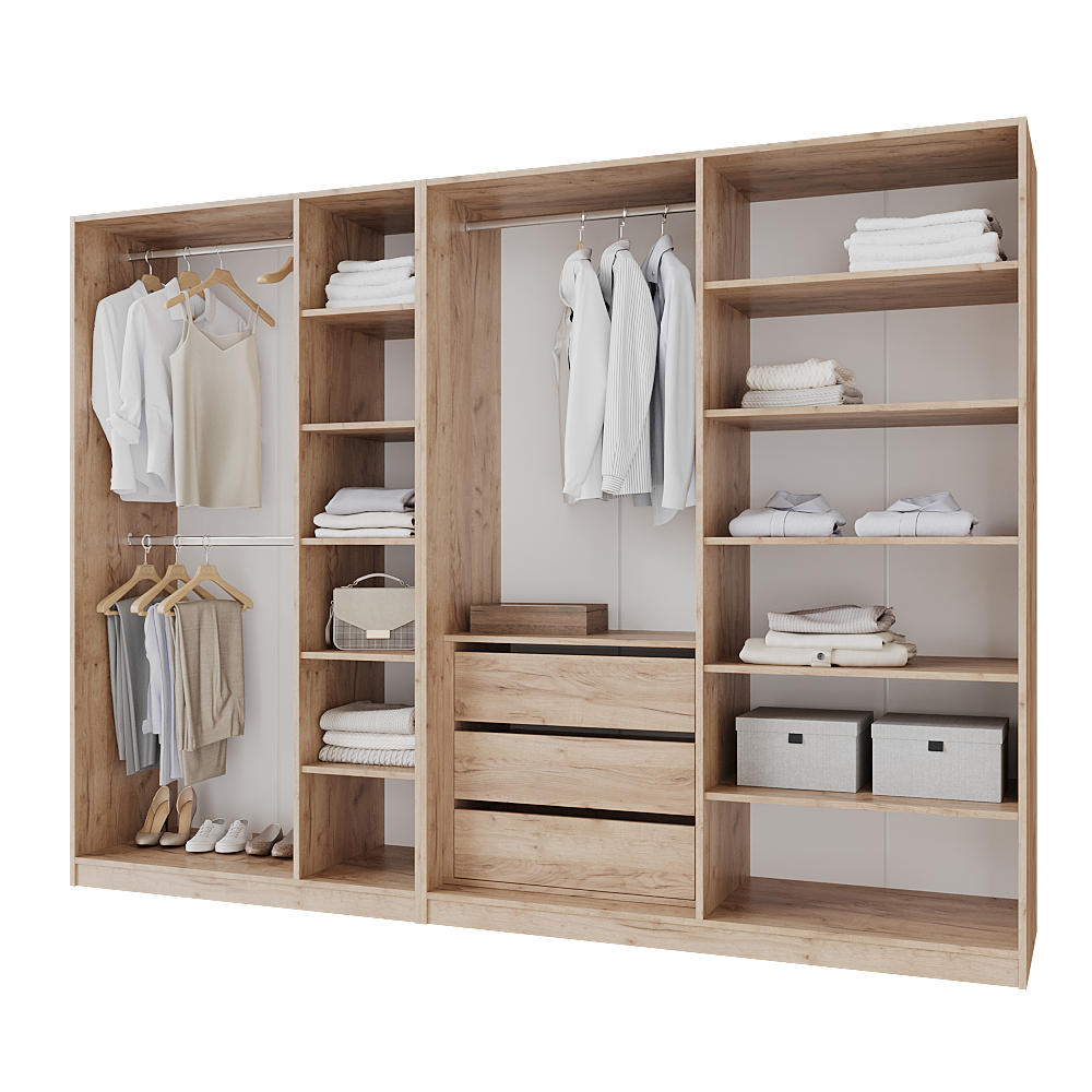 Шкаф распашной с тумбой Меблітренд Чиназес ЧиТ-2800 2800х500х2050 мм Дуб крафт золотой/Зеленый дымчатый (27352750) - фото 2