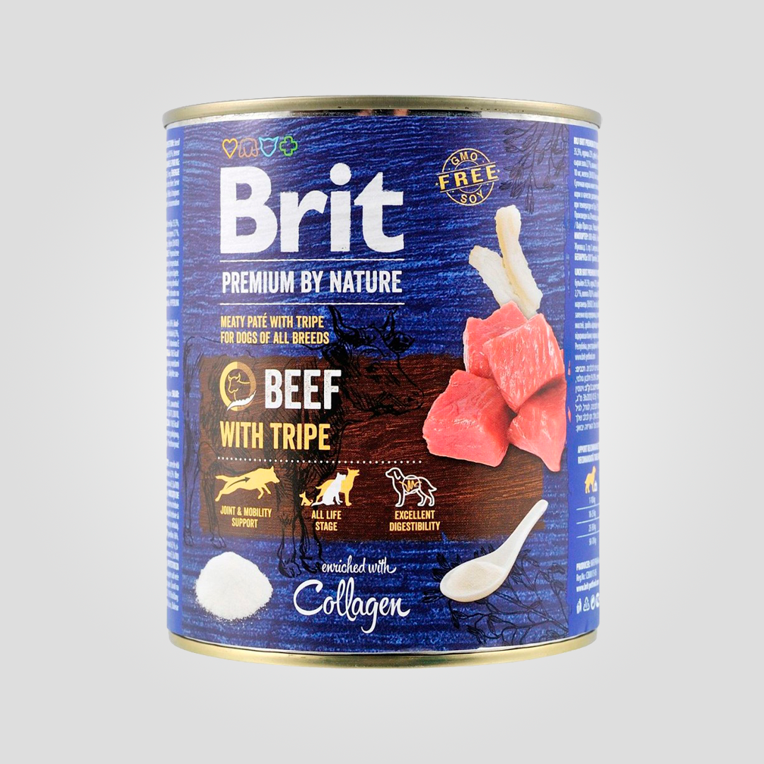Корм влажный Brit Premium by Nature для собак говядина с рубцом 800 г (20504647)