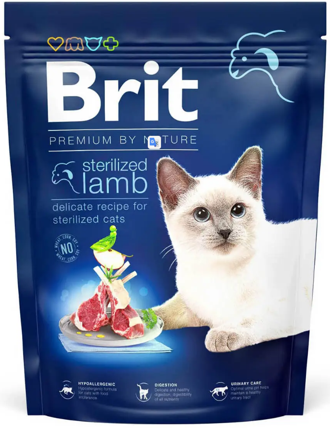 Сухий корм для стерилізованих котів Brit Premium by Nature Cat Sterilized Lamb з ягням 300 г (1789932836) - фото 1